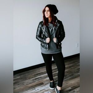 Chelsea Deboer | Leather Studded Motorcycle Jacket Size 2XL